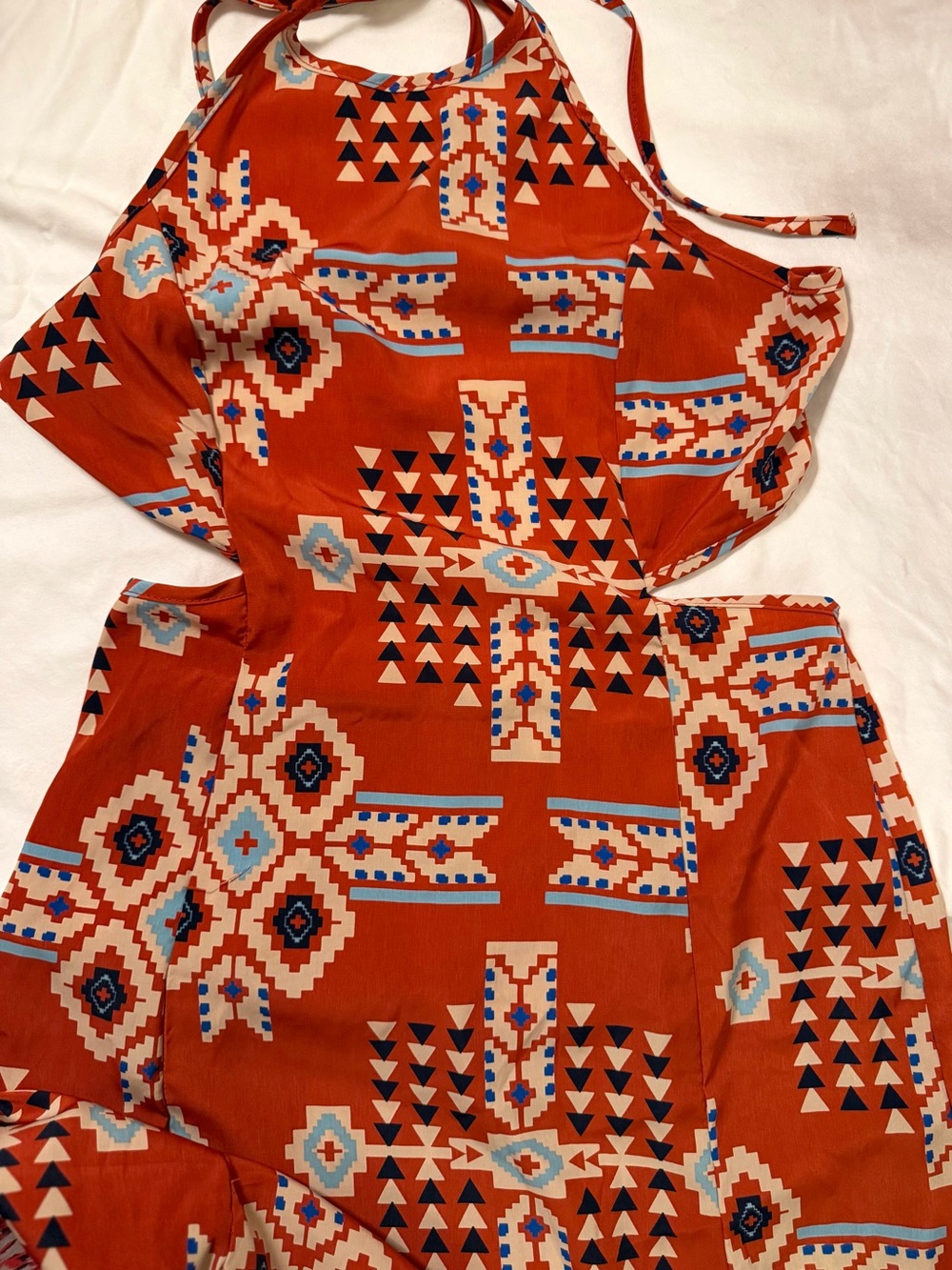 PPLA clothing cut out halter adjustable dress with kick slit size L